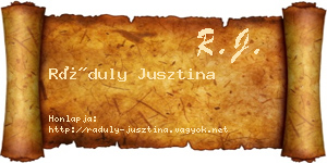 Ráduly Jusztina névjegykártya