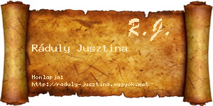 Ráduly Jusztina névjegykártya